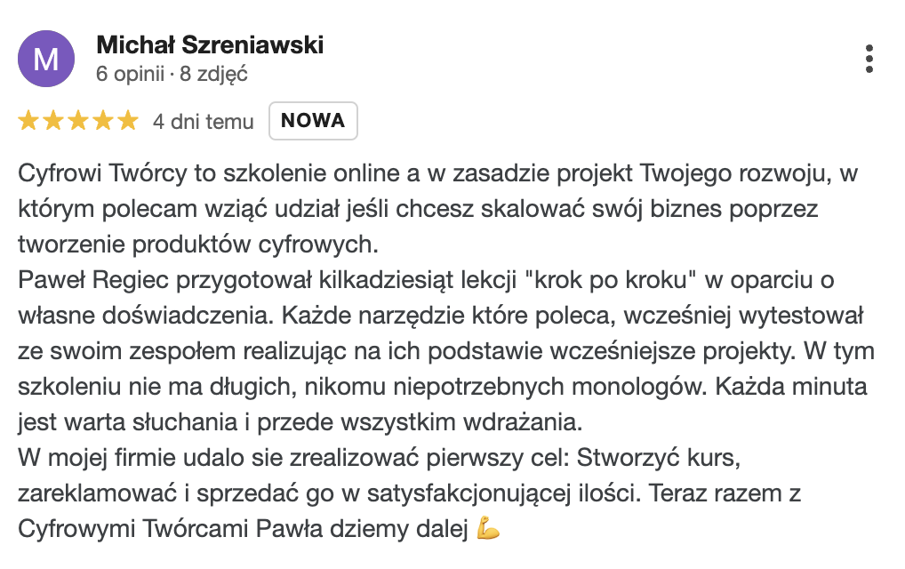 Michał Szreniawski opinia Google