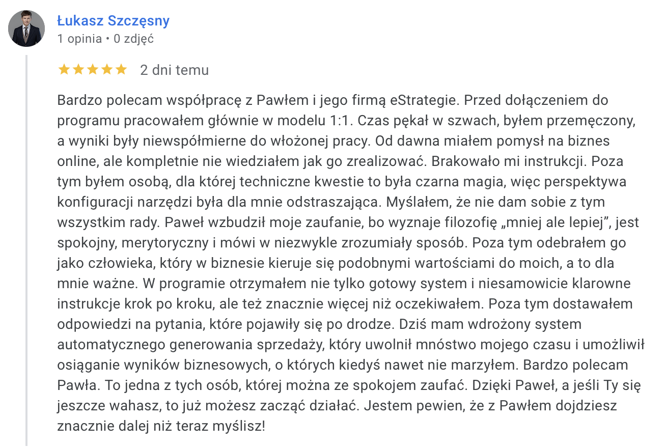Łukasz Szczęsny opinia Google