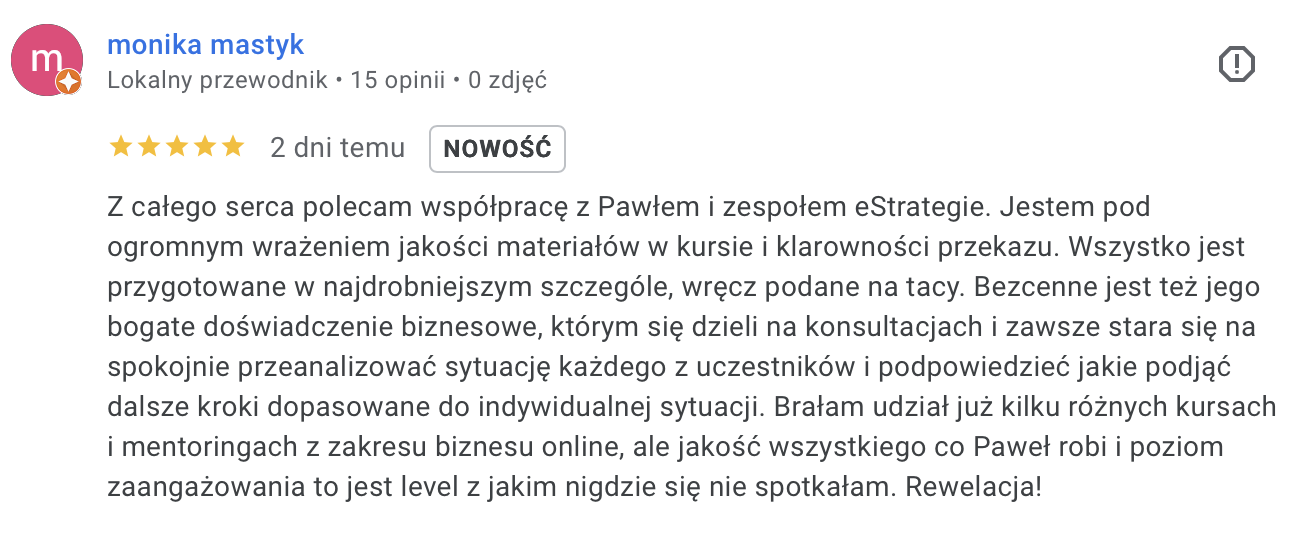 Monika Mastyk opinia Google
