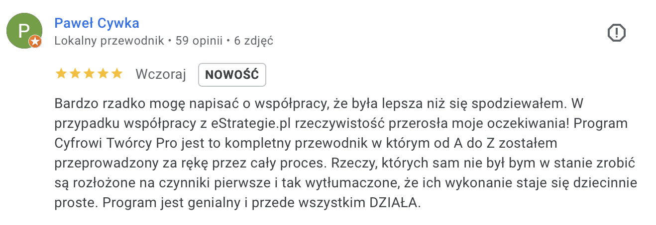 Paweł Cywka opinia Google