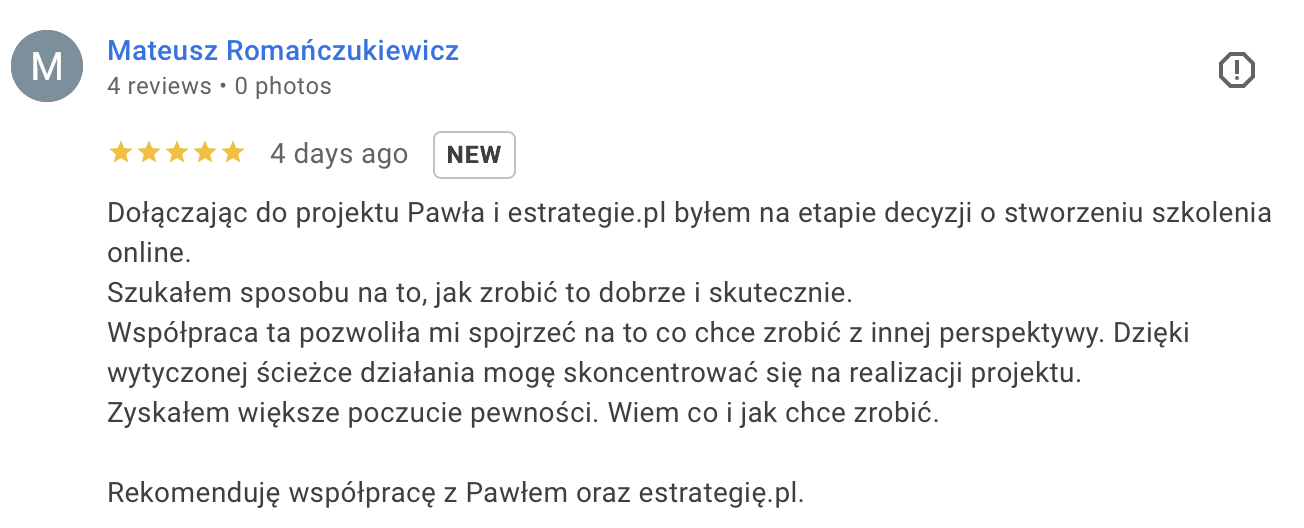 Mateusz Romańczukiewicz opinia Google