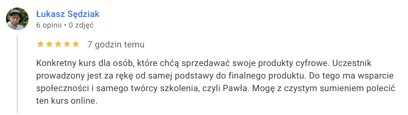 Łukasz Sędziak opinia Google
