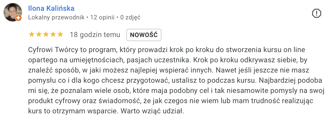 Ilona Kalińska opinia Google